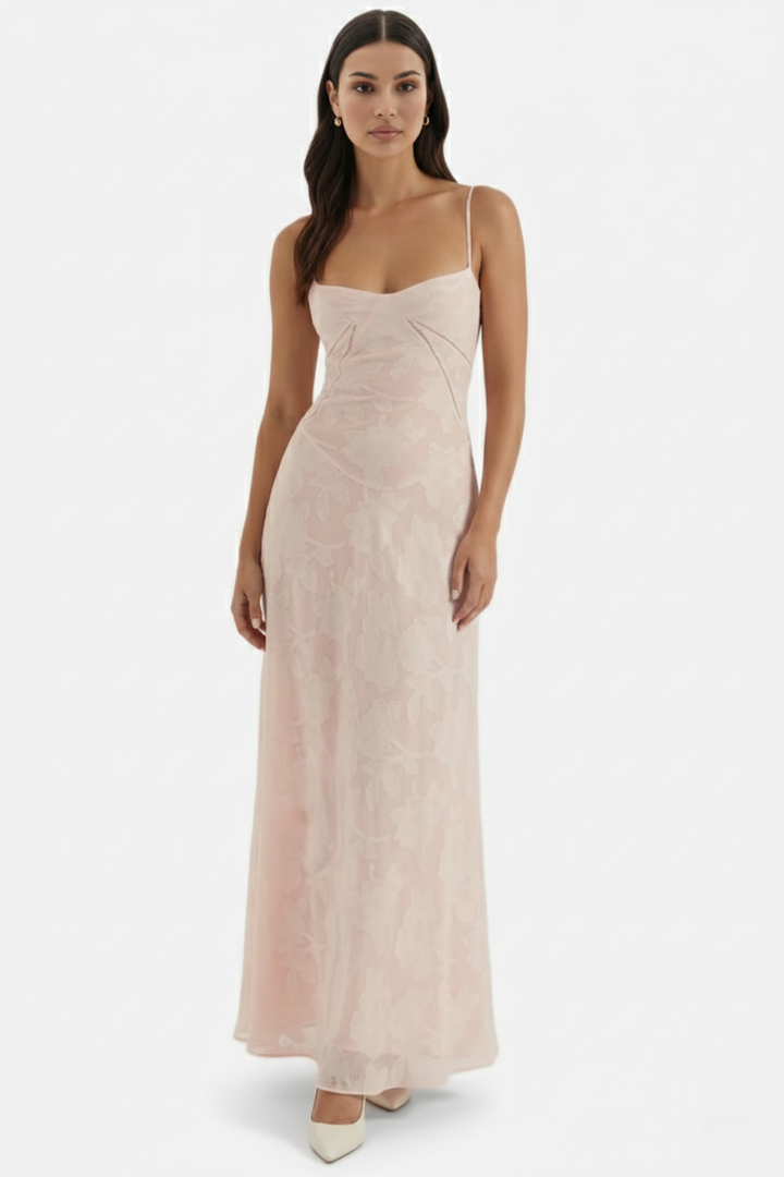 EliseMode Bloemen Slip Maxi Jurk in Pink