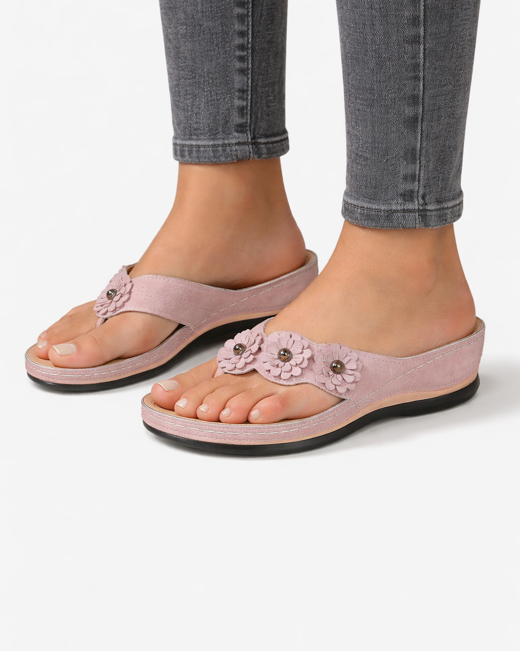 EliseMode Dames Bloemen Sleehak Slippers Instapper