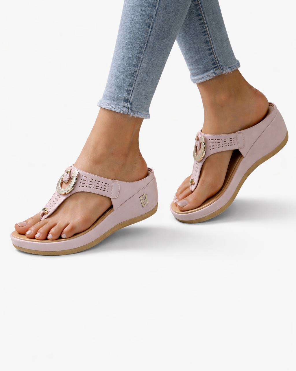 EliseMode Dames Sleehak Teenslippers Metalen Ring