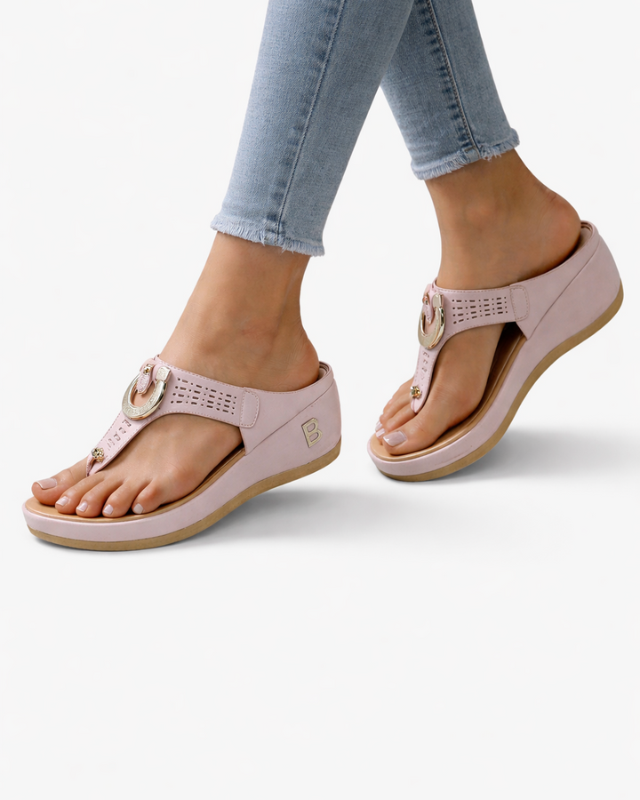 EliseMode Dames Sleehak Teenslippers Metalen Ring