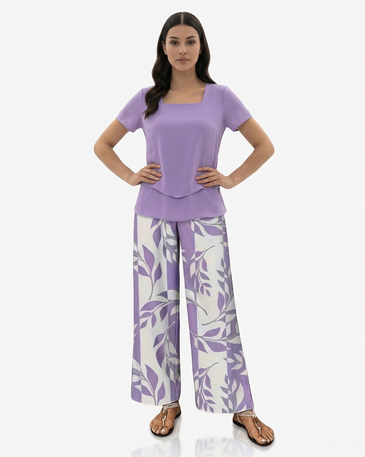 Elise Mode Dames Geprinte Set Relaxed Fit