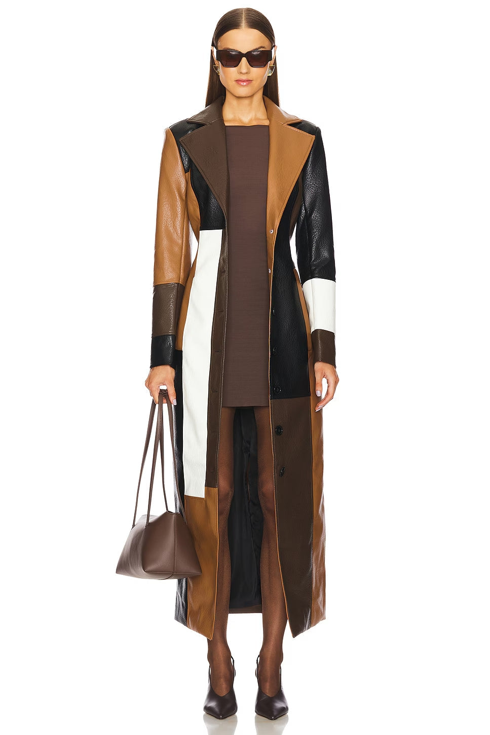 Elise Mode Dames Gevoerde Leren-Look Jas met Knopen