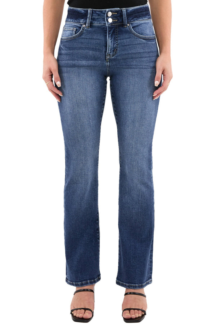 Elise Mode Dames Slim Bootcut Jeans met Hoge Taille