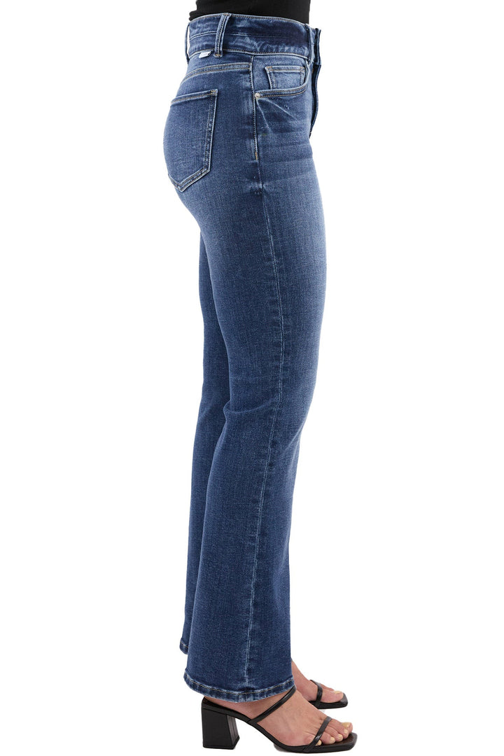 Elise Mode Dames Slim Bootcut Jeans met Hoge Taille