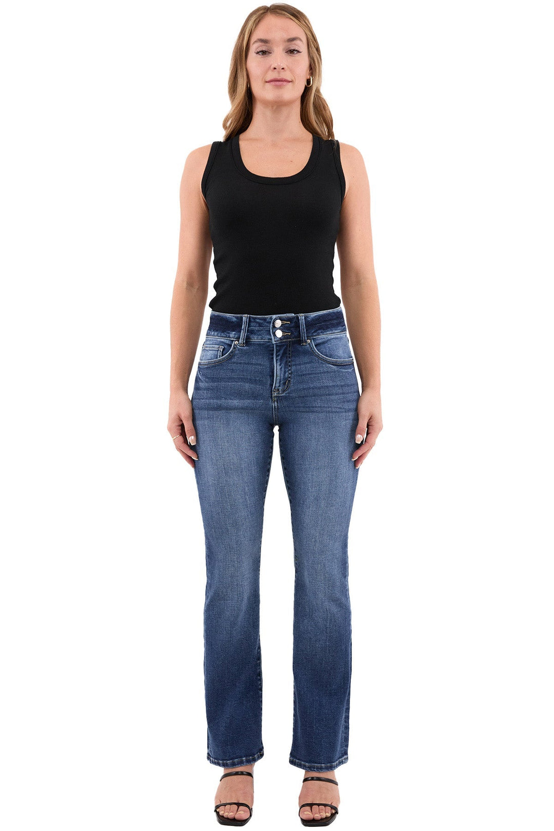 Elise Mode Dames Slim Bootcut Jeans met Hoge Taille