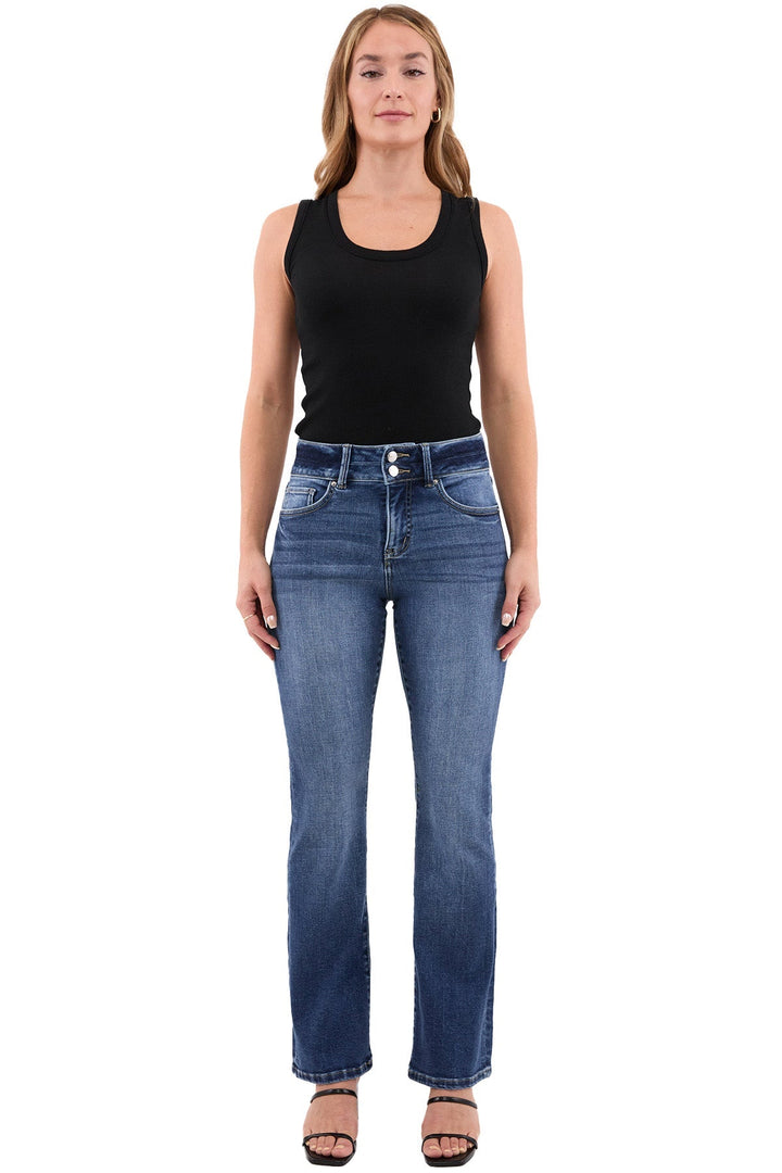 Elise Mode Dames Slim Bootcut Jeans met Hoge Taille