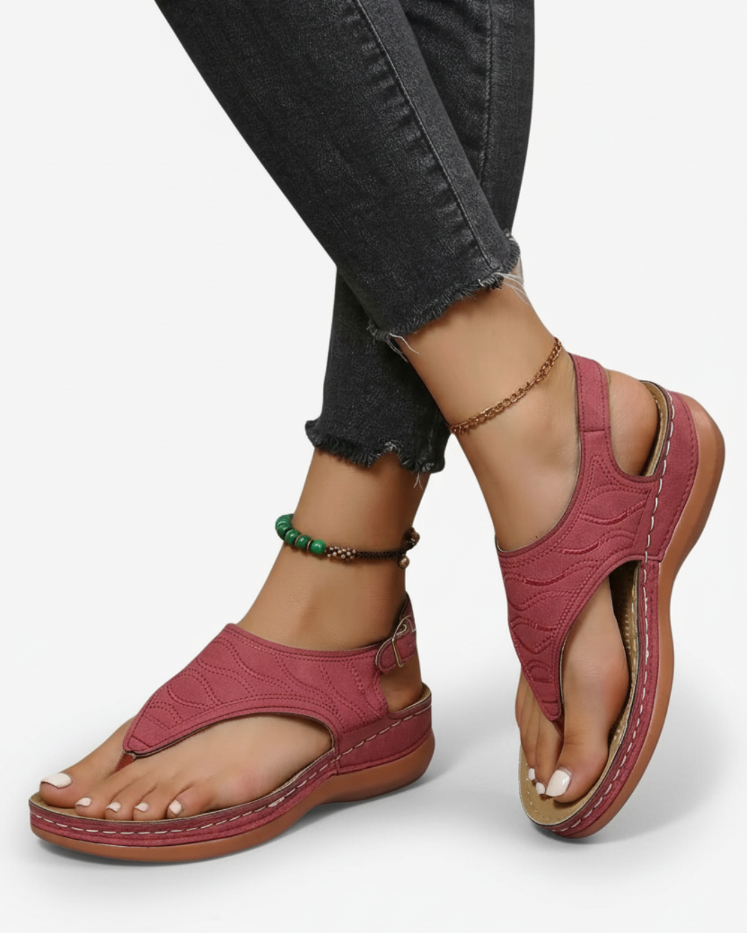 EliseMode Dames Teenslippers Enkelbandjes Zomer