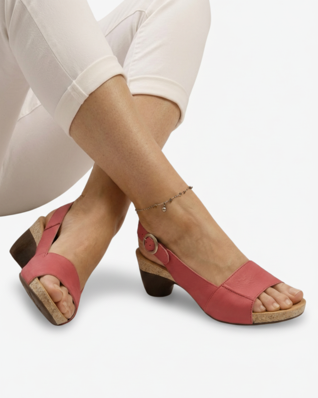 EliseMode Dames Kitten Heel Slingback Open Neus Sandalen