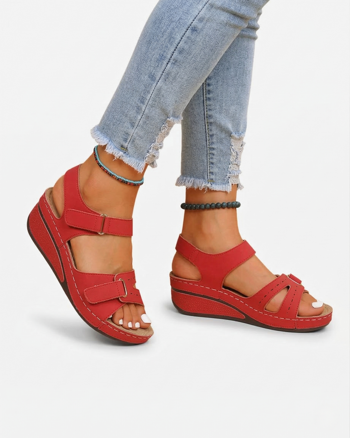 EliseMode Dames Sleehak Sandalen Dubbele Verstelbare Band