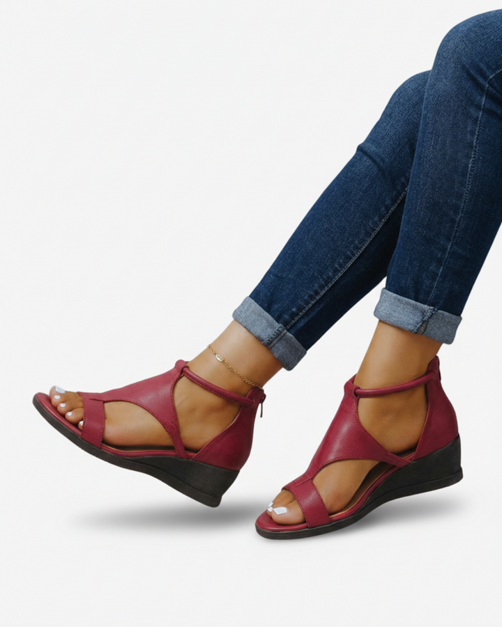 EliseMode Dames Sleehak Sandalen Uitsparing Enkelbandjes