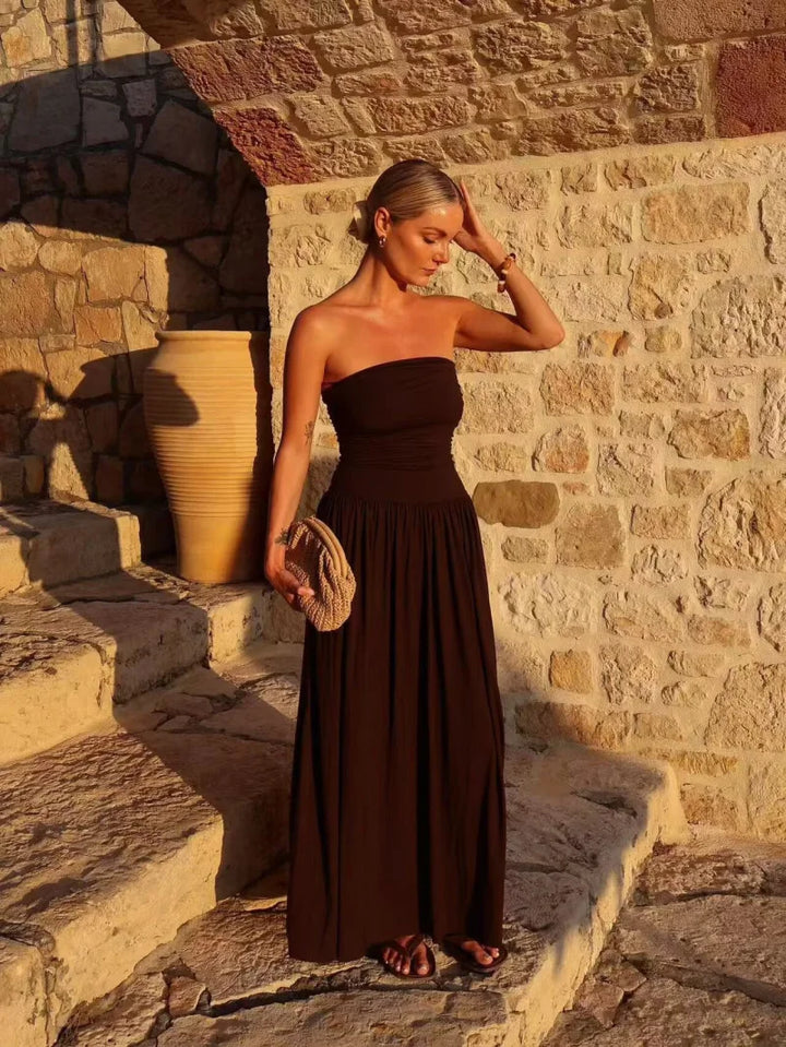 EliseMode Lange Strapless Jurk