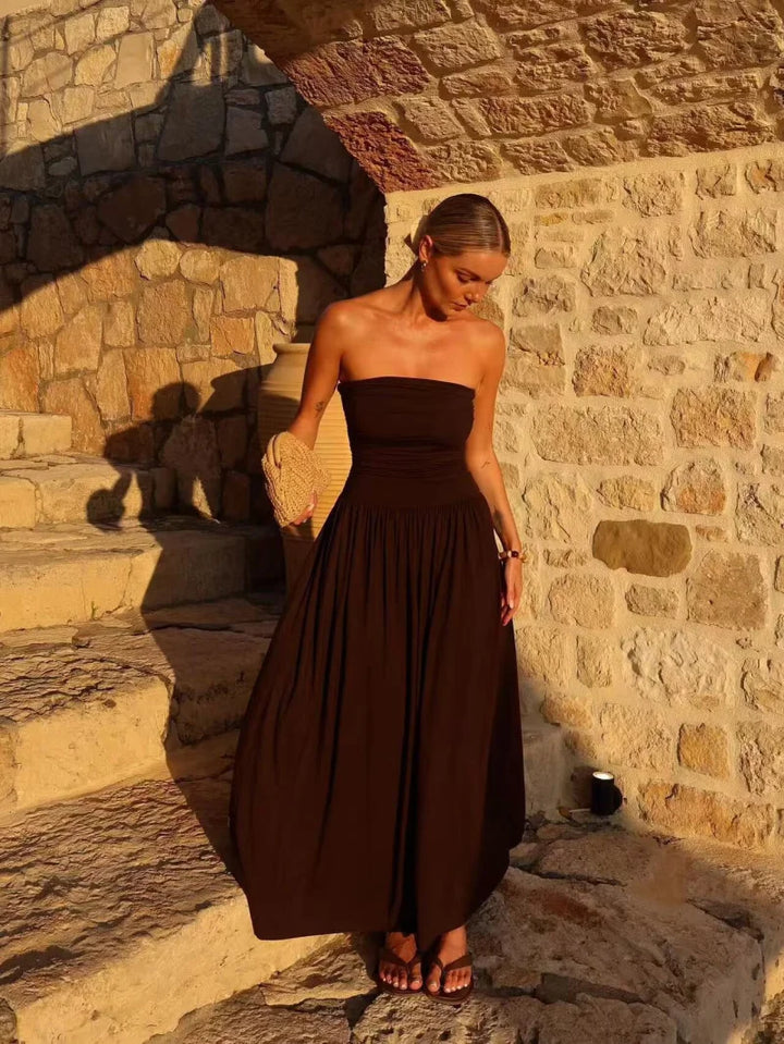 EliseMode Lange Strapless Jurk