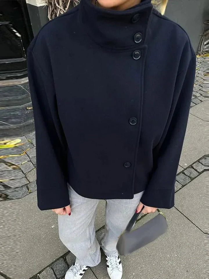 Elise Mode Dames Wollen Bomberjas met Hoge Kraag