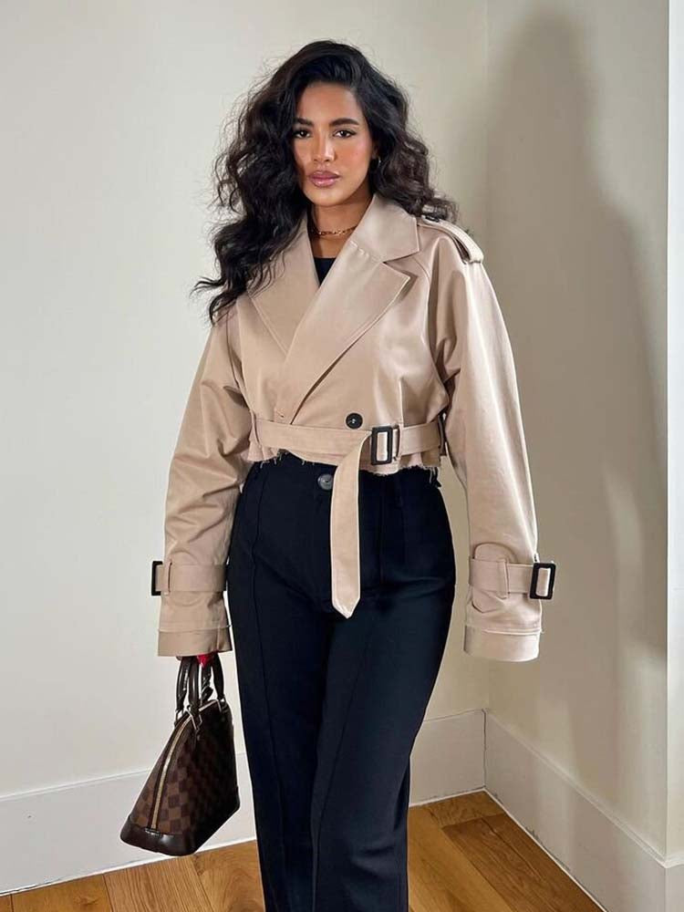 Elise Mode Dames Oversized Korte Trenchcoat