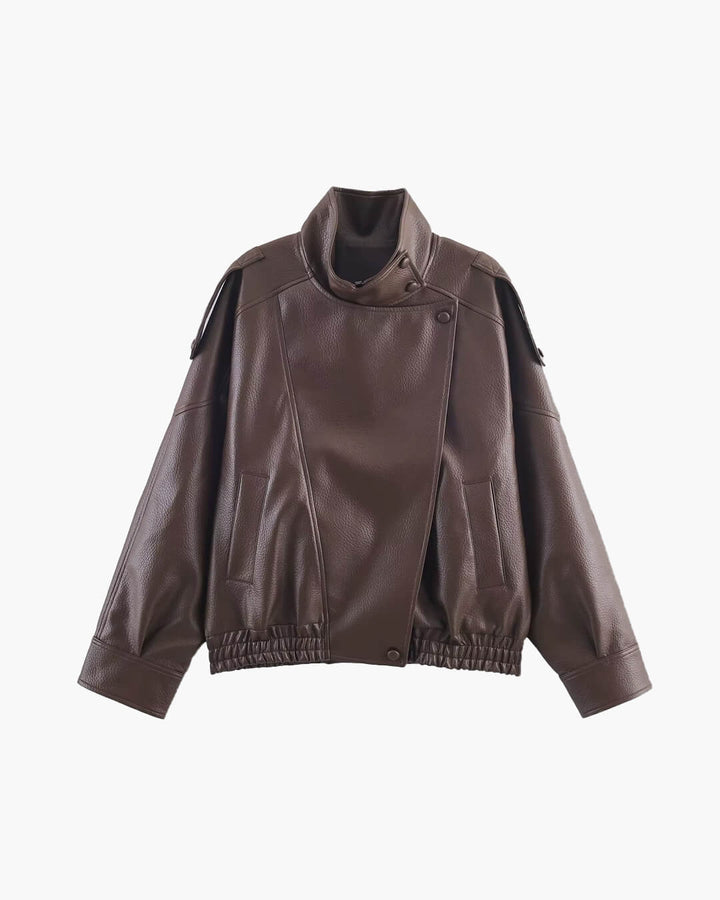 Elise Mode Dames Asymmetrisch Leren Jack