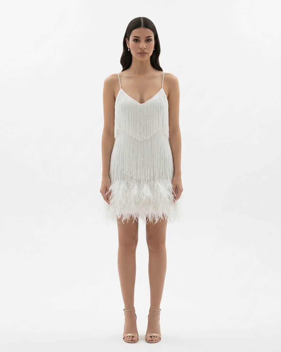 EliseMode Pailletten Franjes Mini Jurk