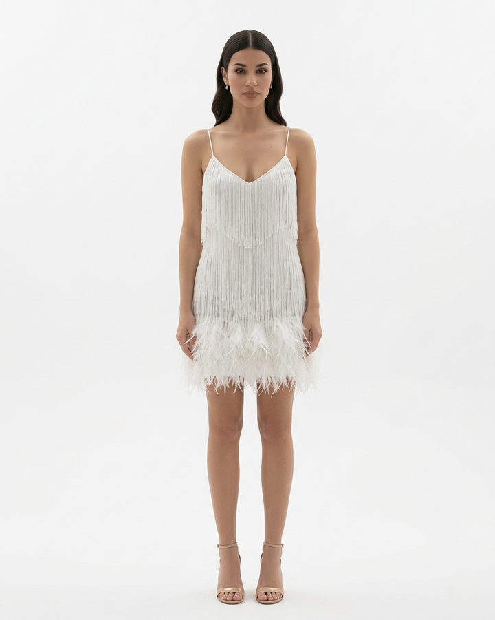 EliseMode Pailletten Franjes Mini Jurk