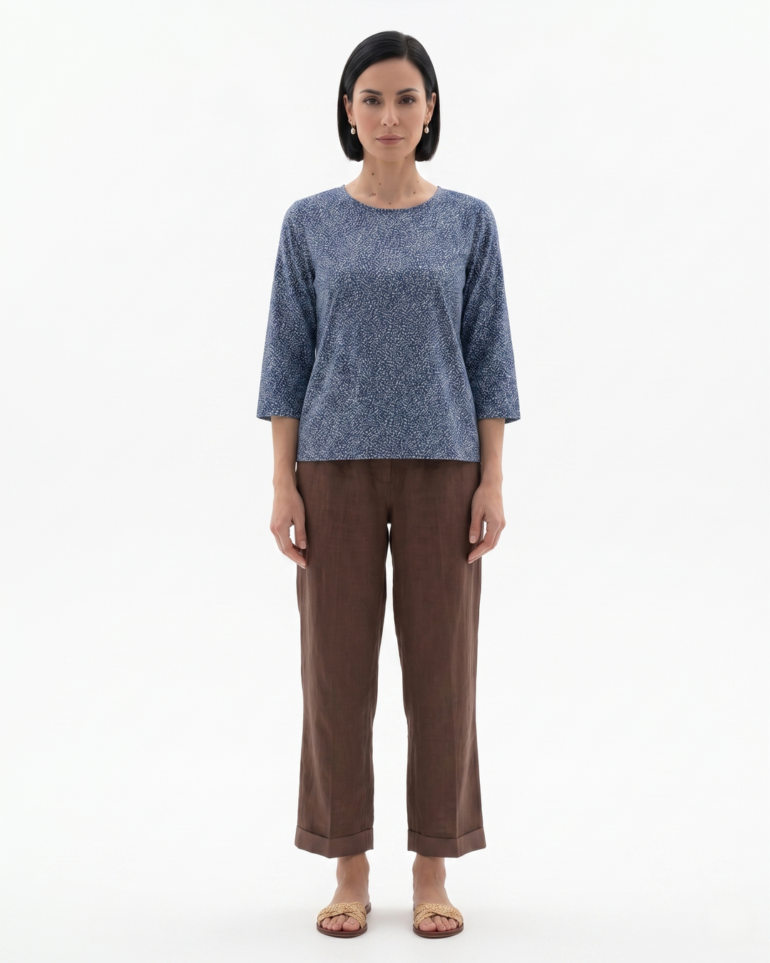 EliseMode Dames Linnen Broek Getailleerd Cropped