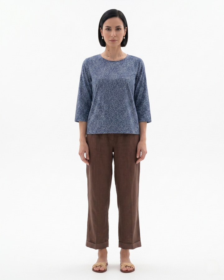 EliseMode Dames Linnen Broek Getailleerd Cropped