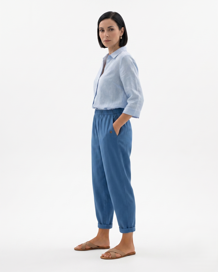 EliseMode Dames Tapered Broek Elastische Taille