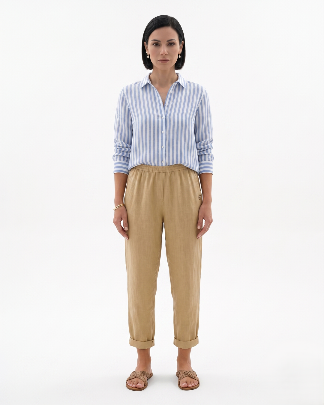 EliseMode Dames Tapered Broek Elastische Taille