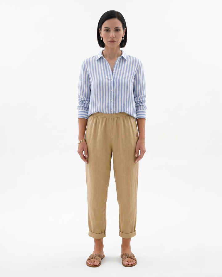 EliseMode Dames Tapered Broek Elastische Taille