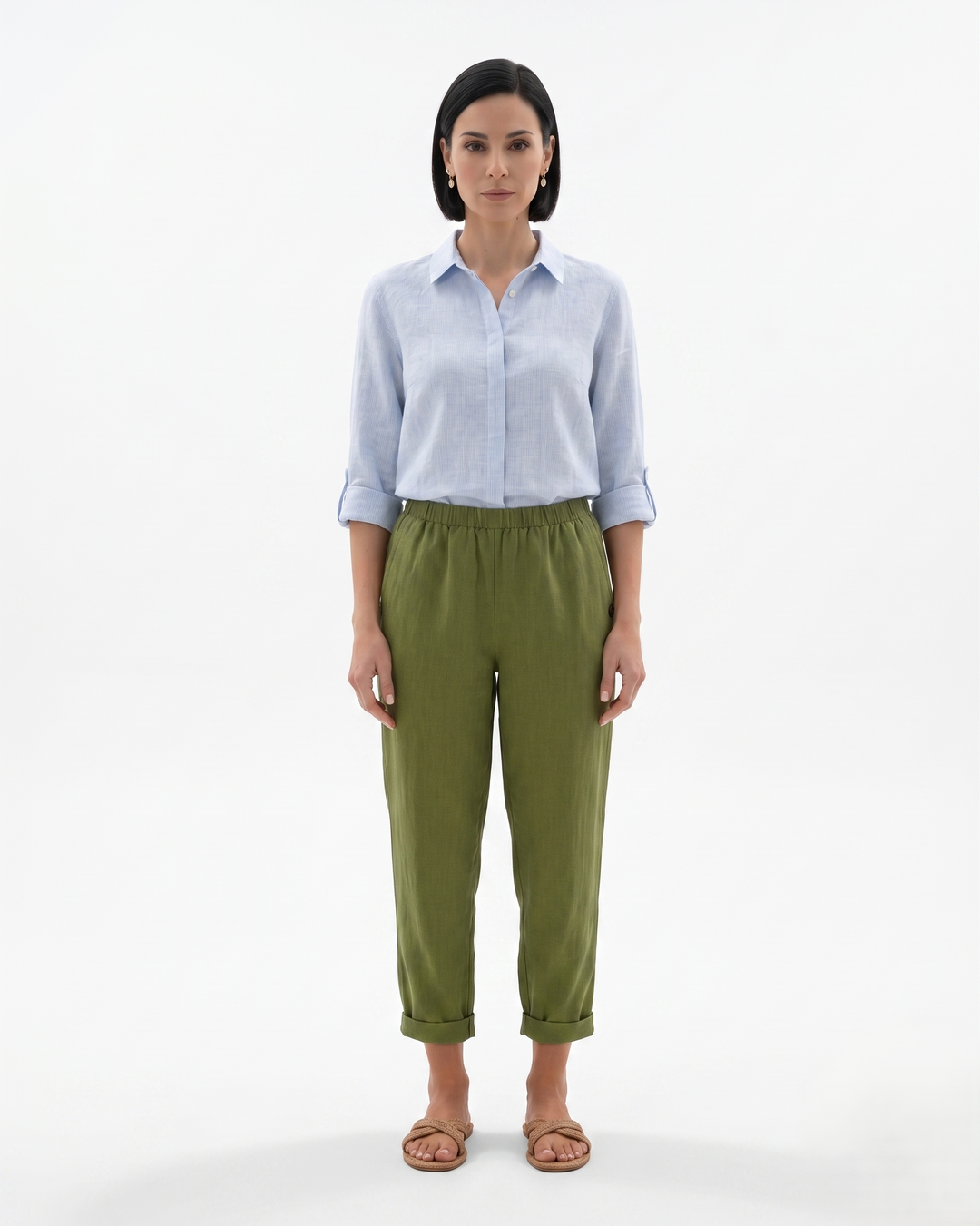 EliseMode Dames Tapered Broek Elastische Taille