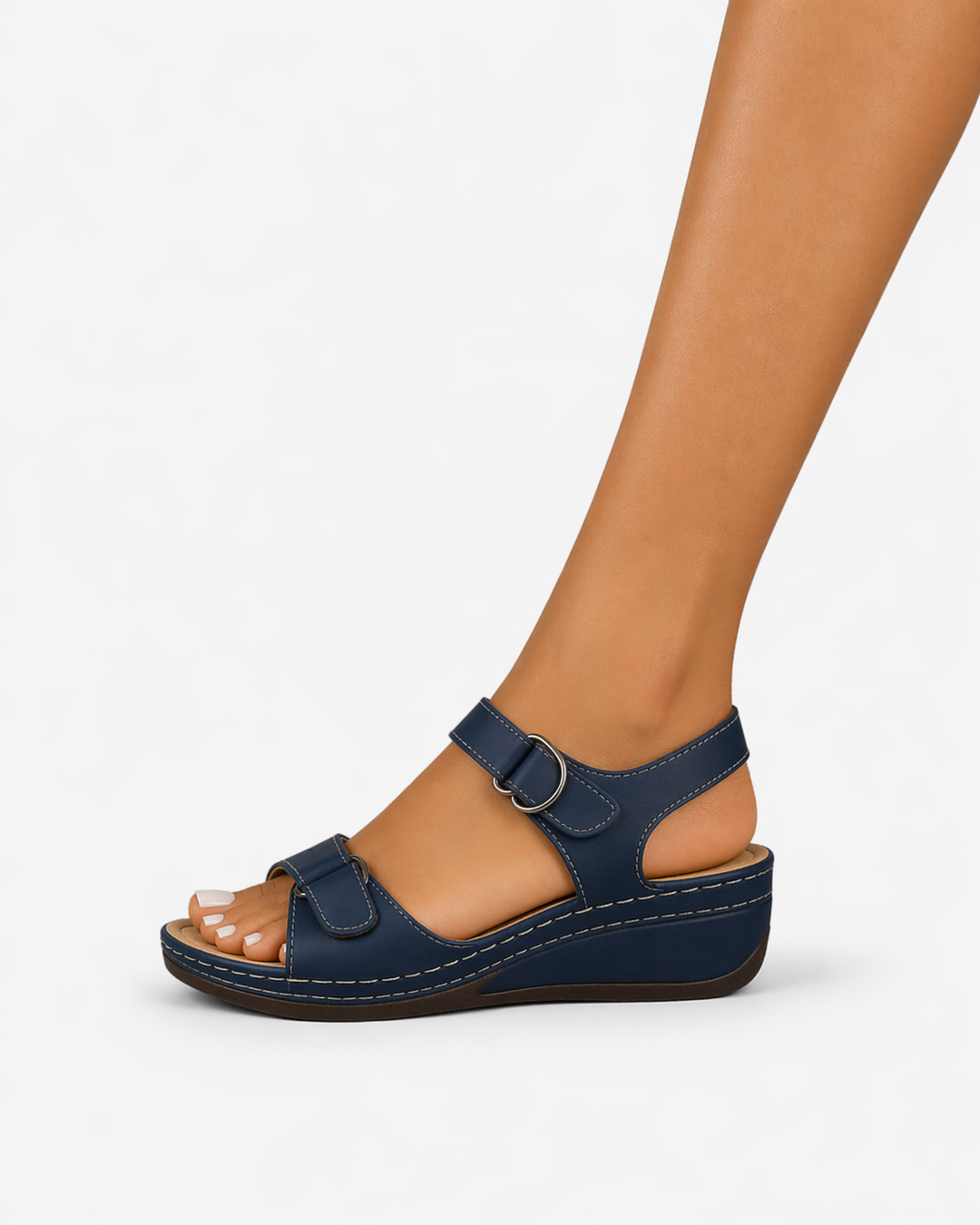 EliseMode Dames Comfortabele Leren Sandalen Sleehak