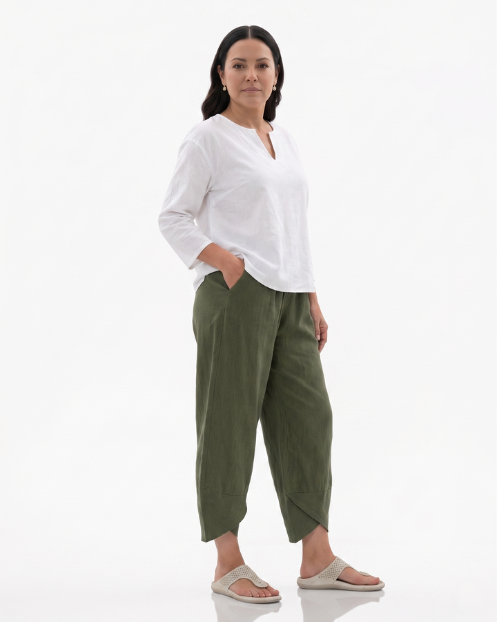 EliseMode Dames Wijde Broek Relaxed Hoge Taille