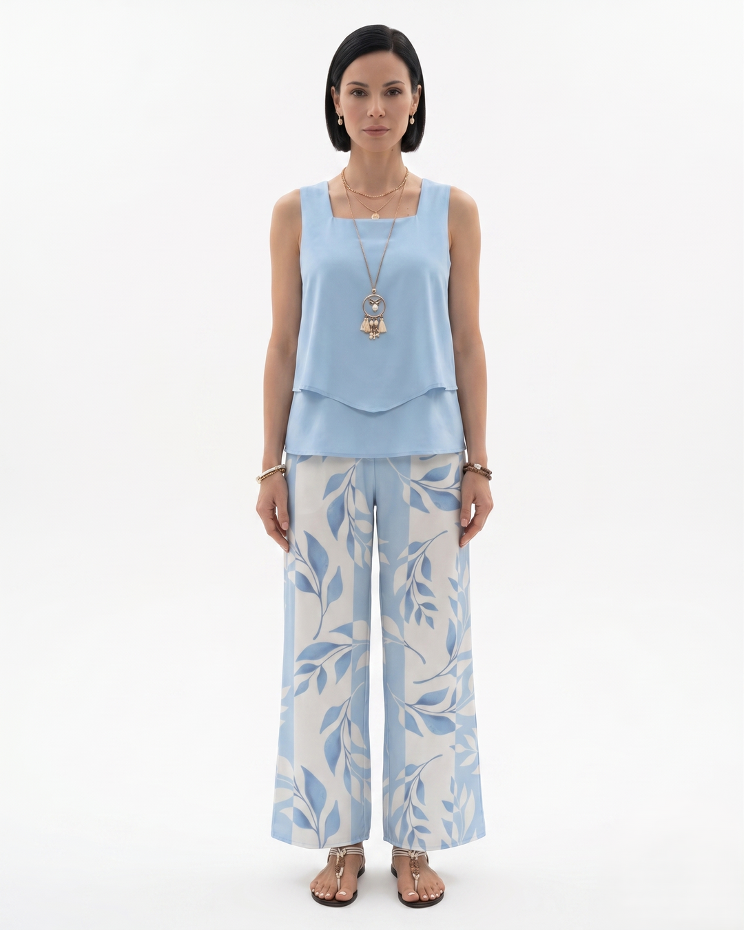 Elise Mode Dames Mouwloze Set Relaxed Fit in Blauw