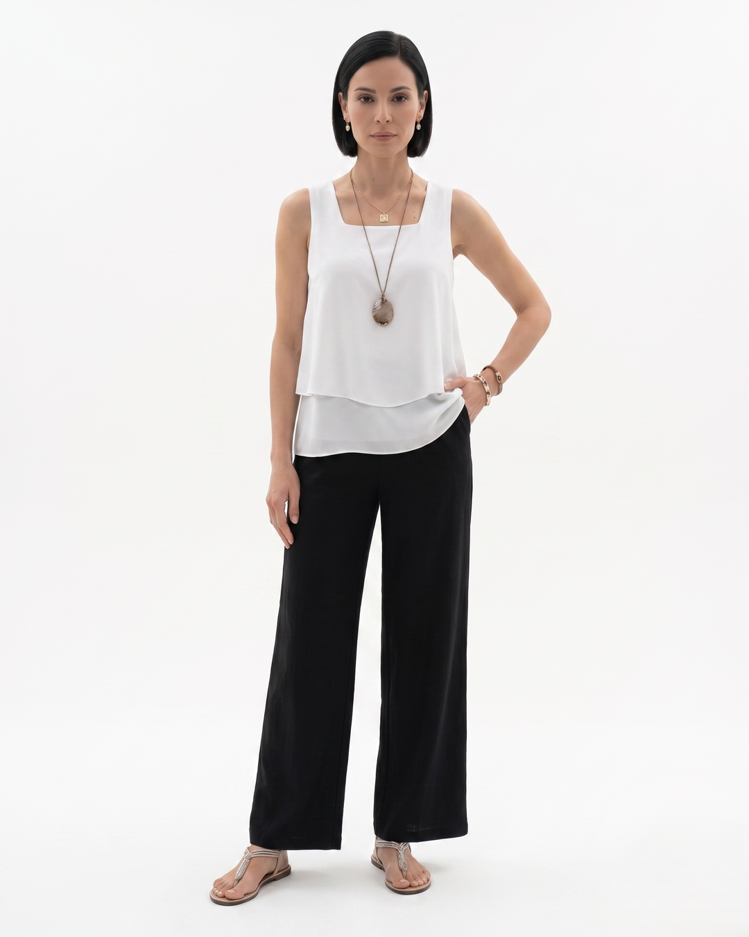 Elise Mode Dames Mouwloze Set Relaxed Fit in Zwart