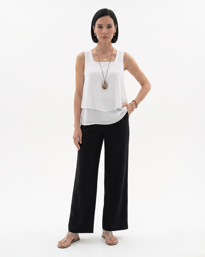 Elise Mode Dames Mouwloze Set Relaxed Fit in Zwart