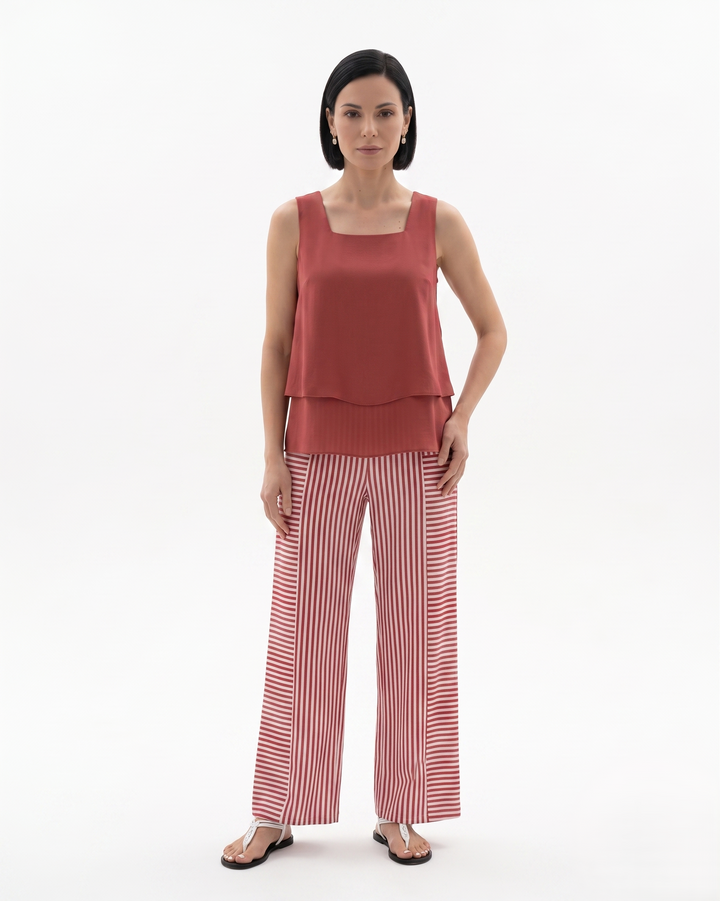 Elise Mode Dames Mouwloze Set Relaxed Fit in Rood