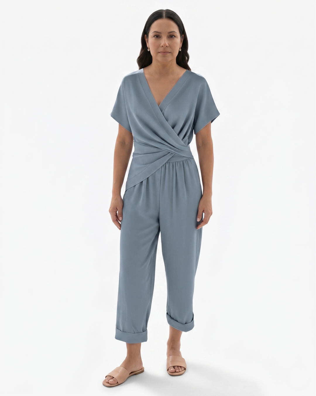 Elise Mode Dames Wikkel Set Relaxed Fit in Blauw