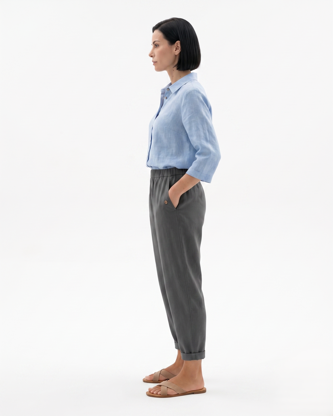 EliseMode Dames Tapered Broek Elastische Taille