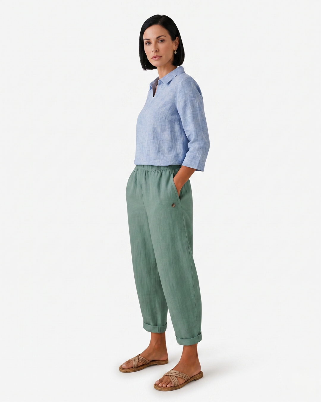 EliseMode Dames Tapered Broek Elastische Taille