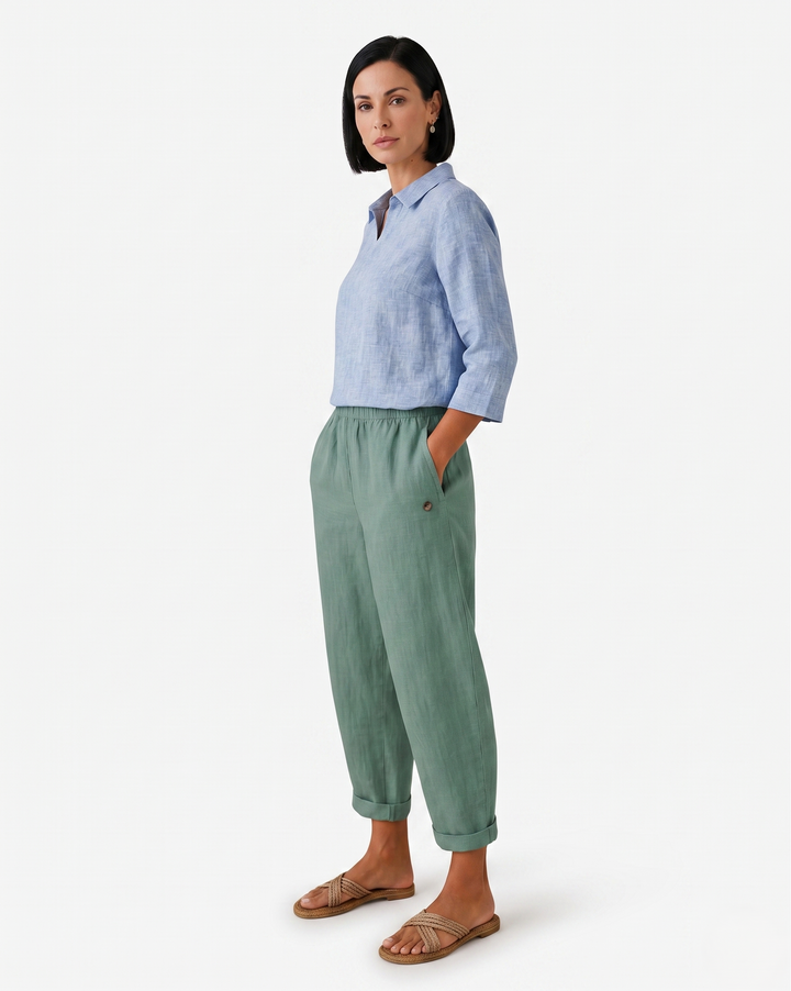 EliseMode Dames Tapered Broek Elastische Taille