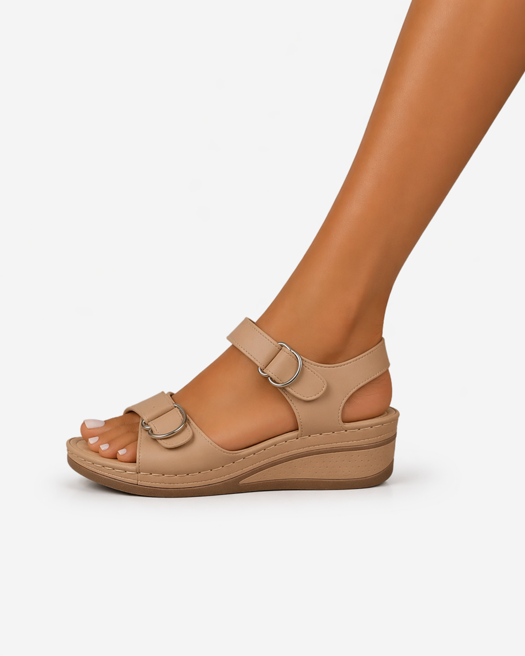 EliseMode Dames Comfortabele Leren Sandalen Sleehak