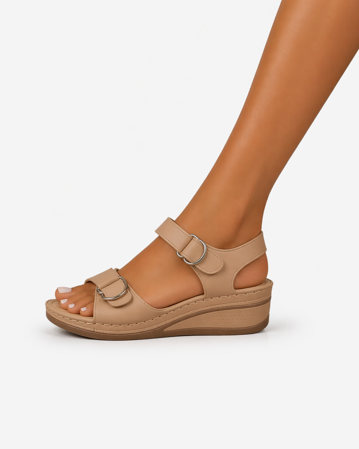 EliseMode Dames Comfortabele Leren Sandalen Sleehak