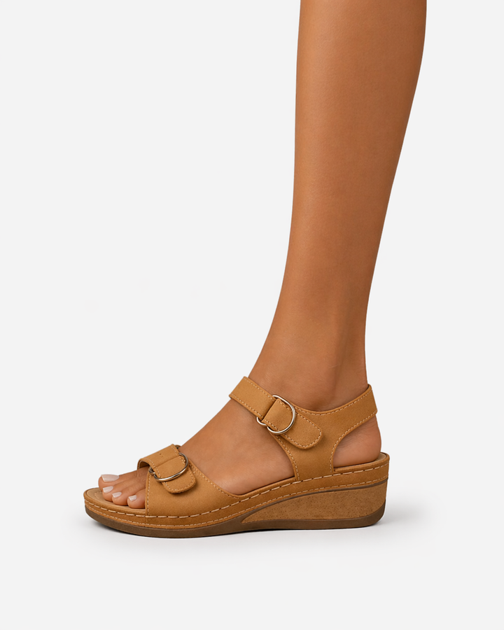 EliseMode Dames Comfortabele Leren Sandalen Sleehak