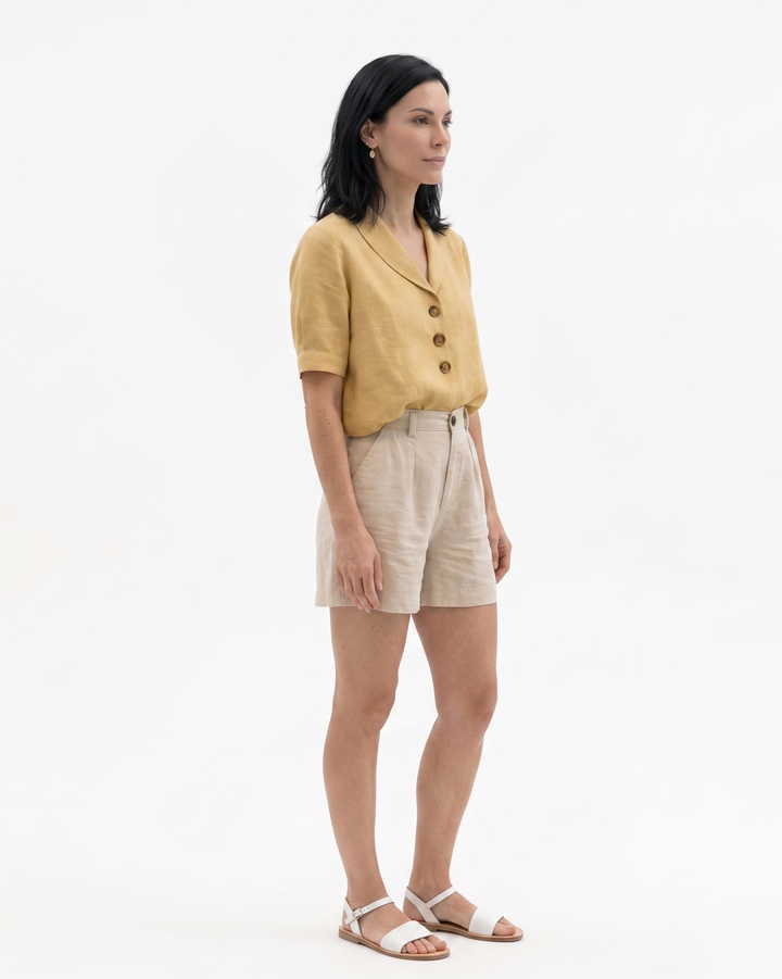 Elise Mode Dames Linnen Blouse Relaxed Fit