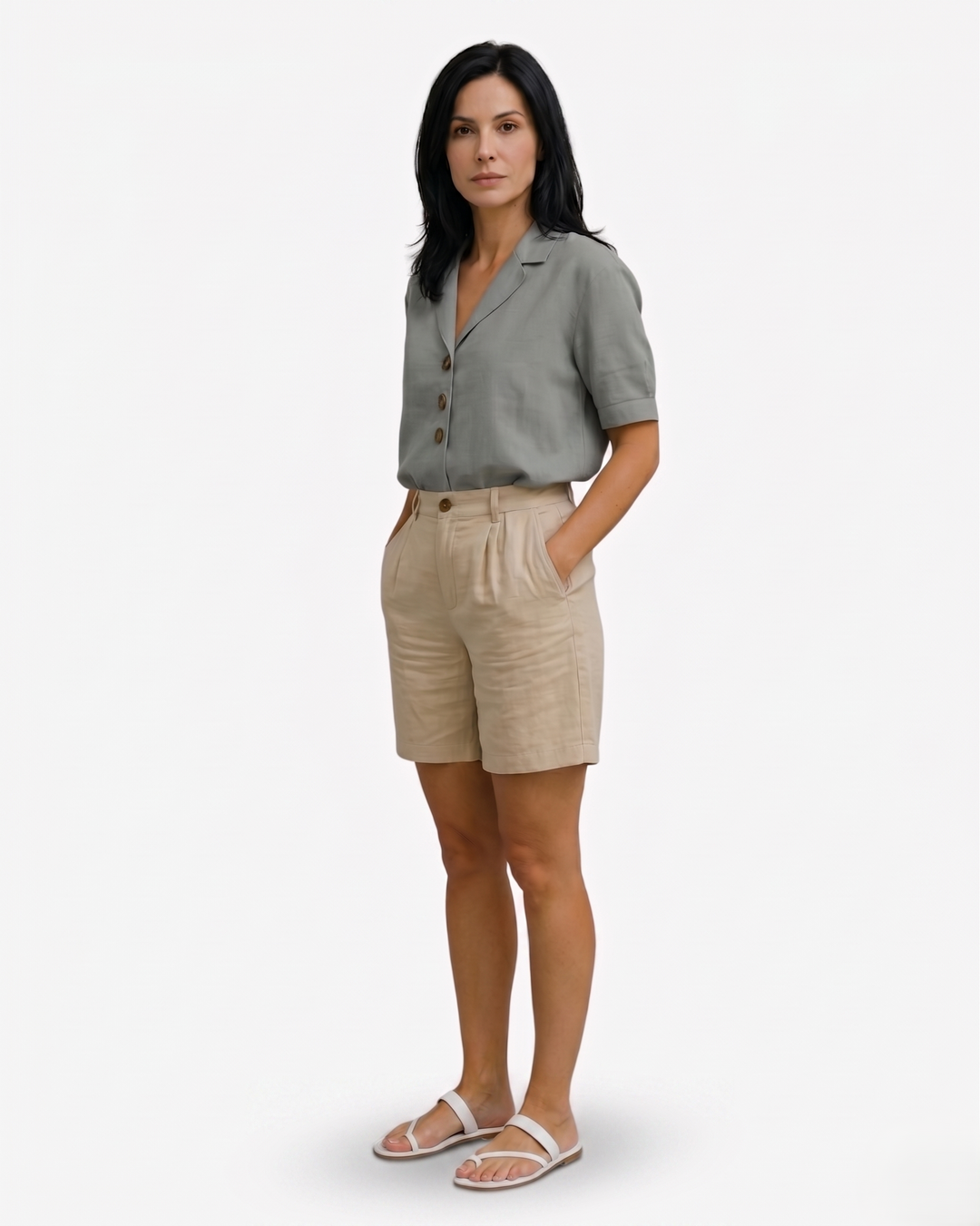 Elise Mode Dames Linnen Blouse Relaxed Fit