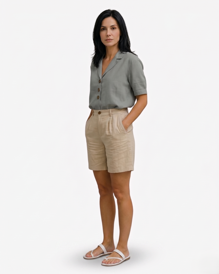 Elise Mode Dames Linnen Blouse Relaxed Fit