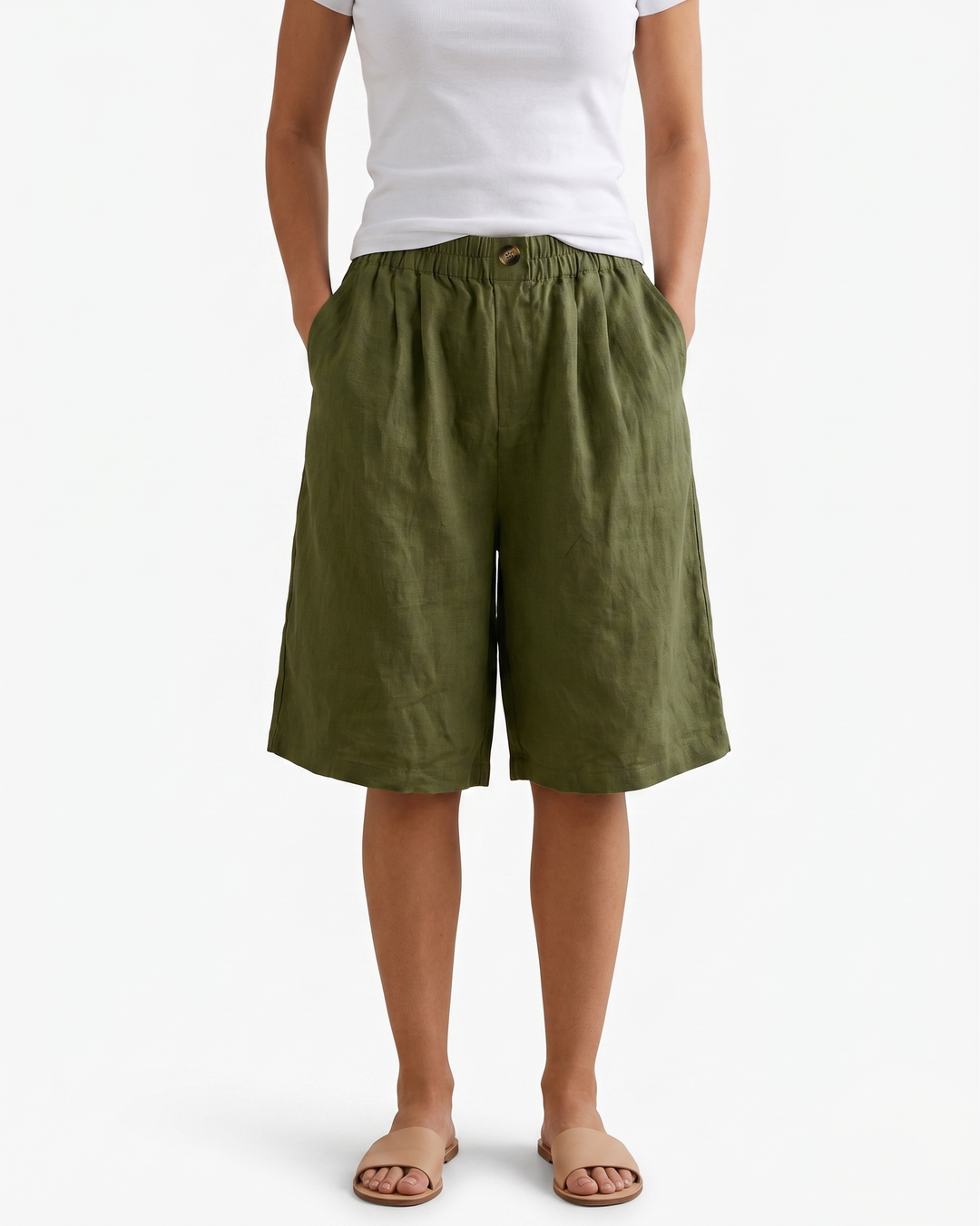 Elise Mode Culotte Short in Army Green
