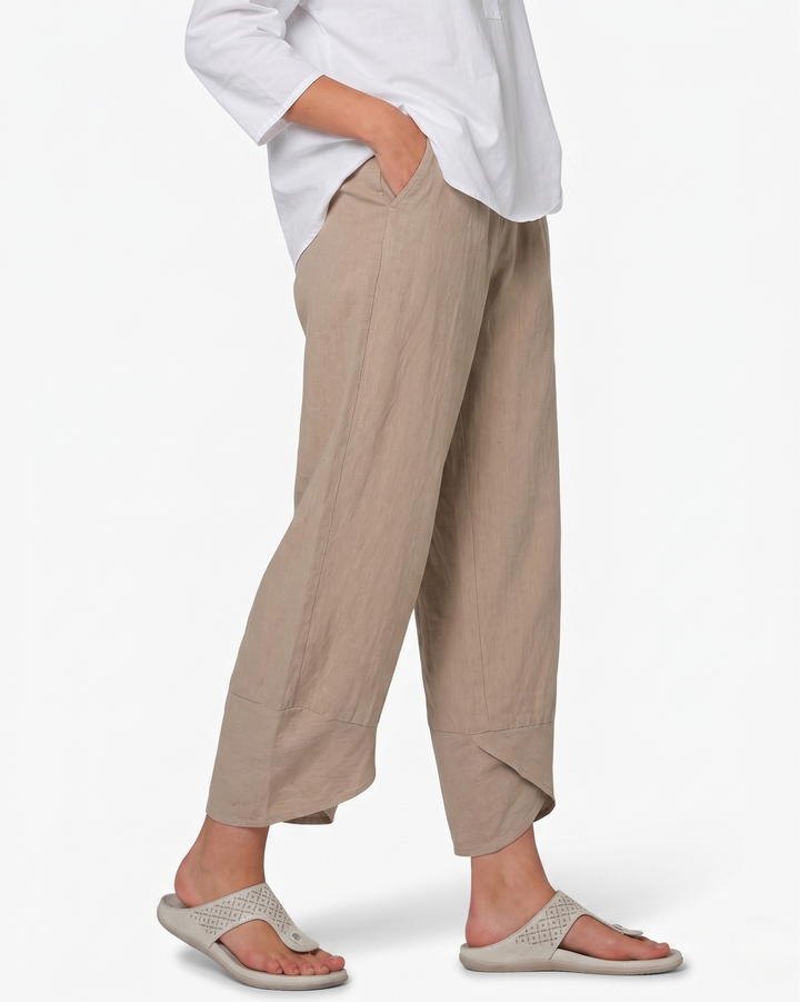 EliseMode Dames Wijde Broek Relaxed Hoge Taille in Khaki