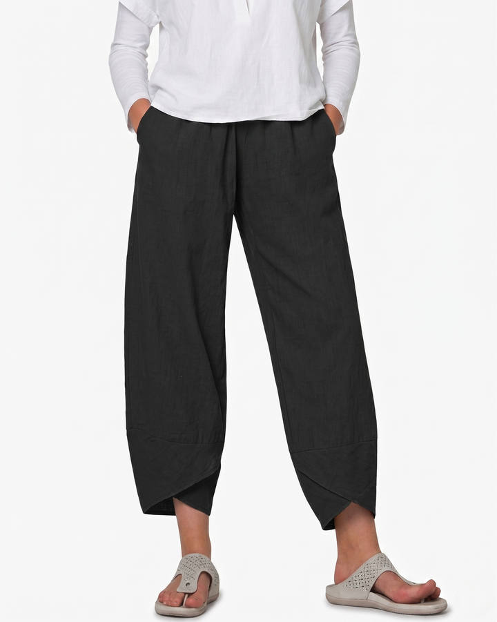 EliseMode Dames Wijde Broek Relaxed Hoge Taille in Zwart