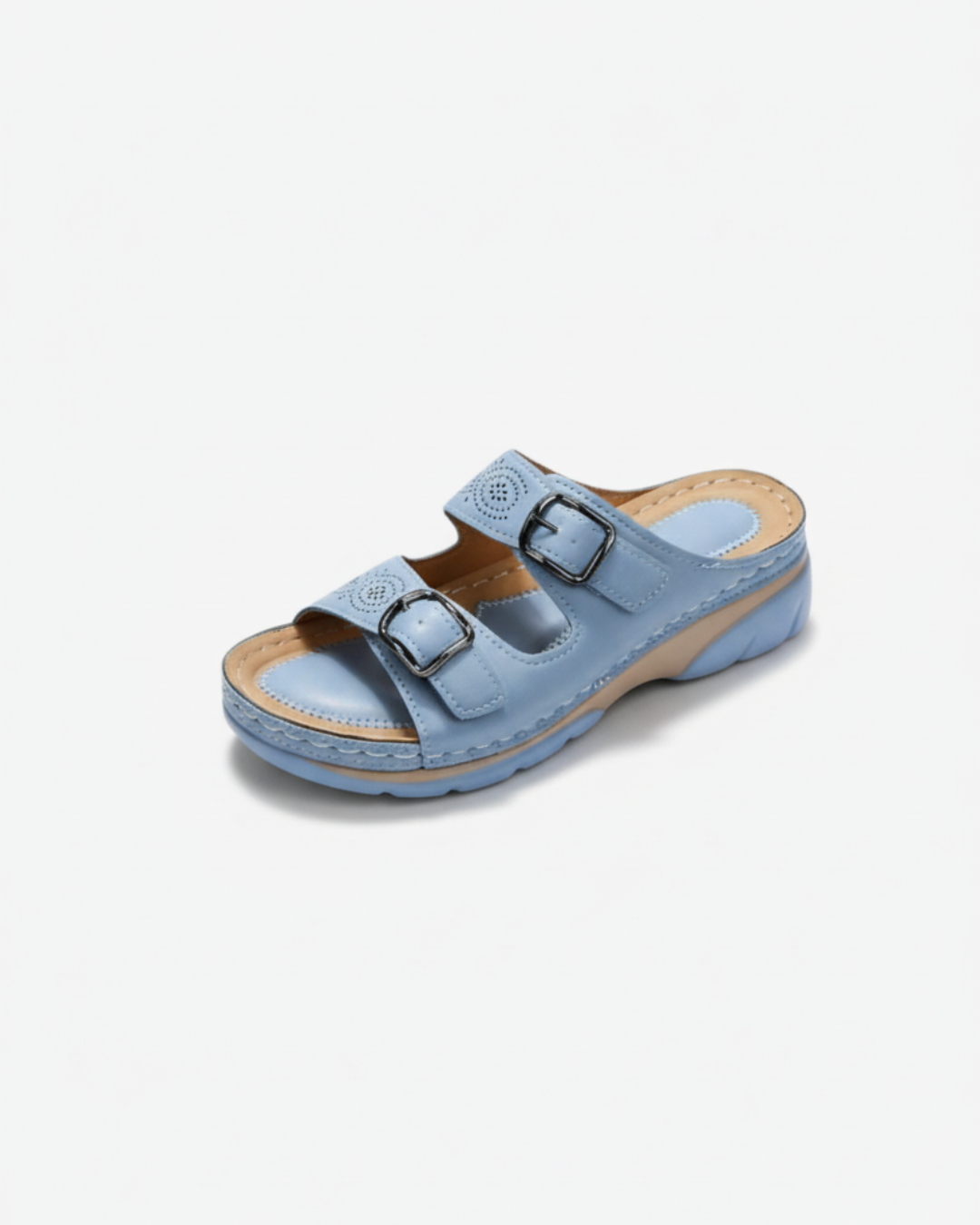 EliseMode Dames Lage Sleehak Slippers Dubbele Gesp