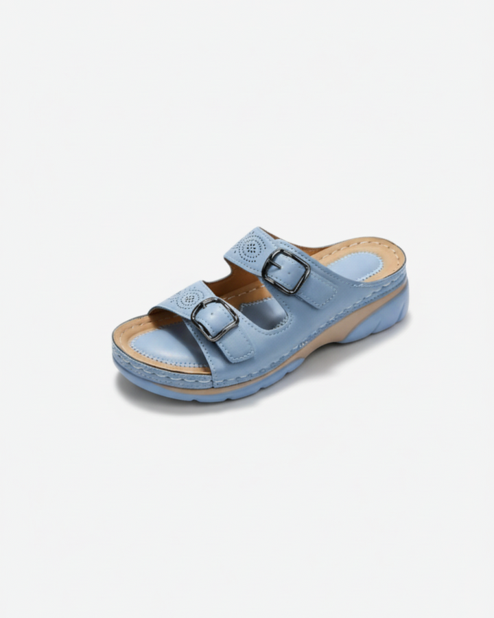 EliseMode Dames Lage Sleehak Slippers Dubbele Gesp