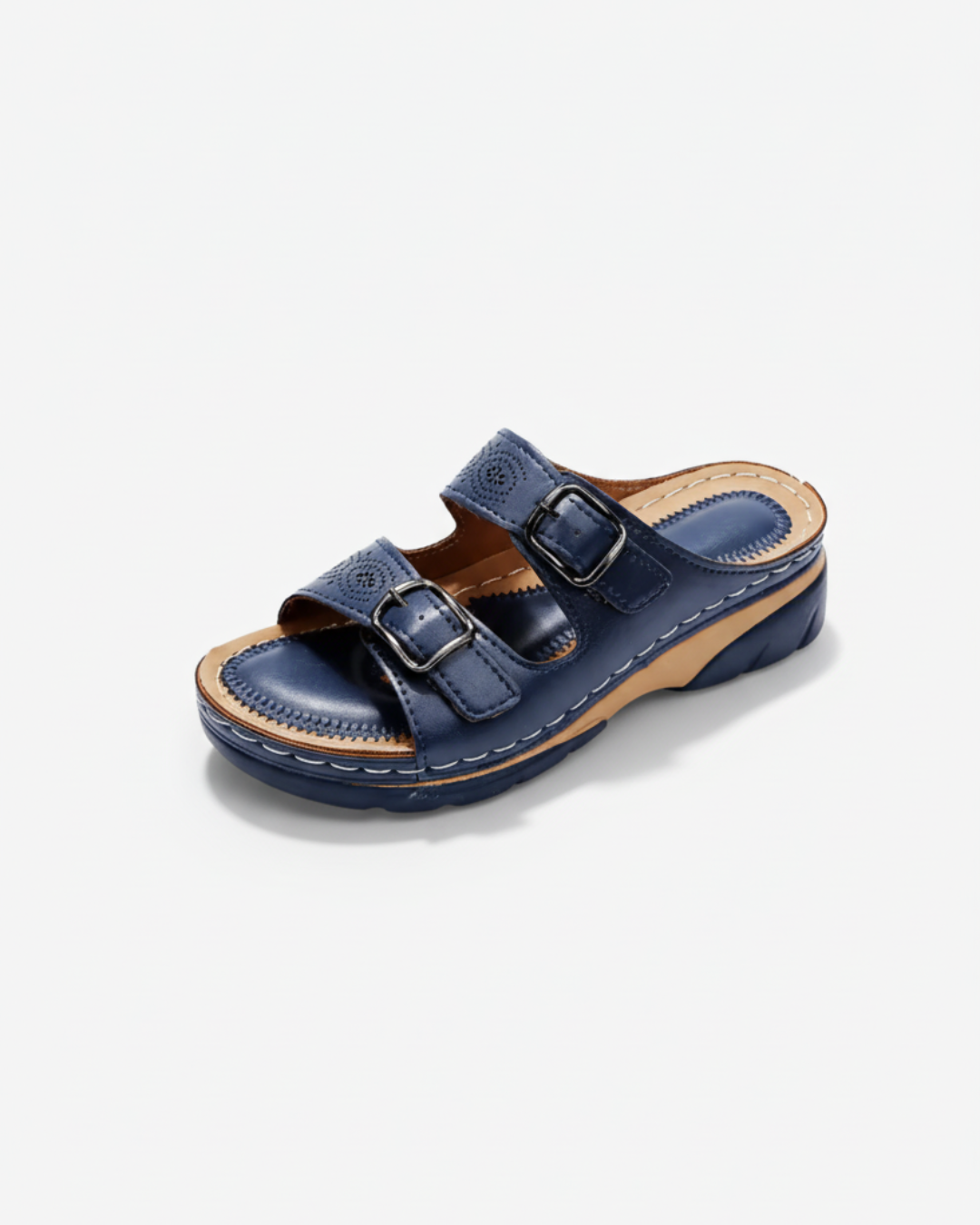EliseMode Dames Lage Sleehak Slippers Dubbele Gesp