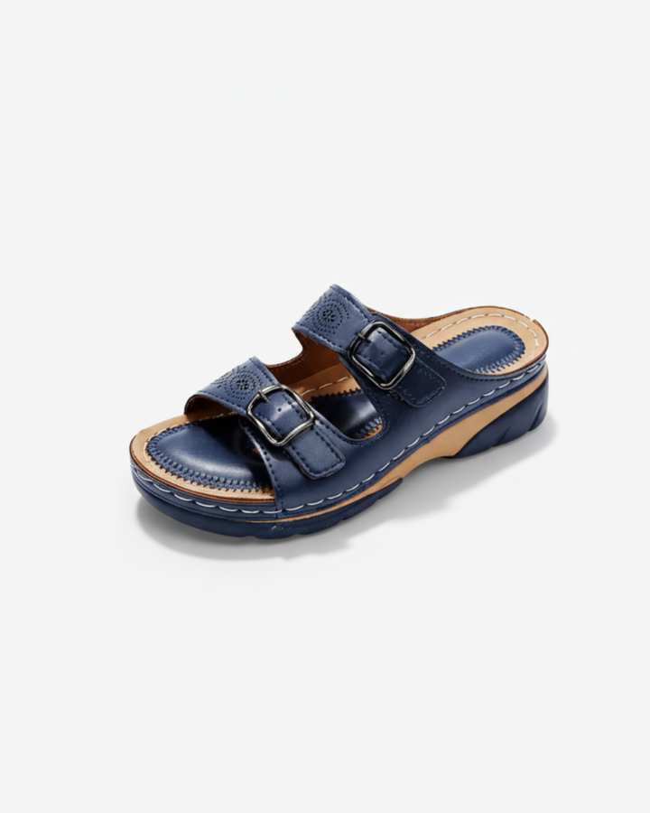 EliseMode Dames Lage Sleehak Slippers Dubbele Gesp